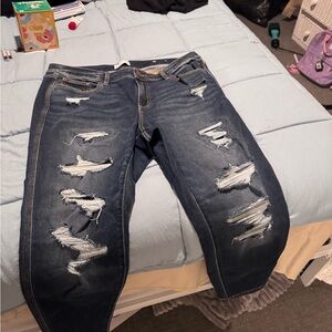 Distressed Blue Jeans
